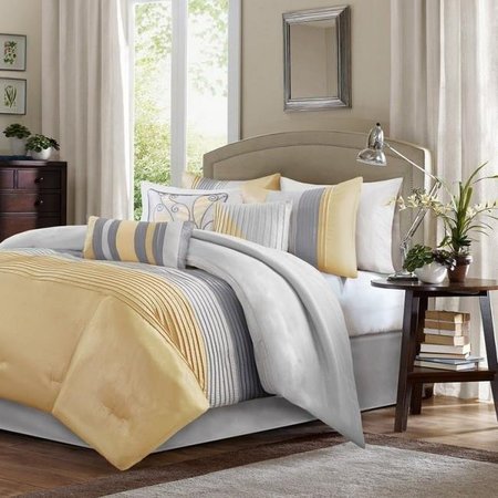 MADISON PARK Madison Park MP10-2450 Amherst 7 Piece Comforter Set - Yellow; California King MP10-2450